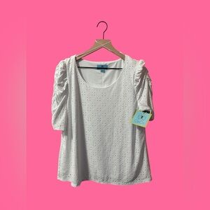 CeCe White Eyelet Women's Top